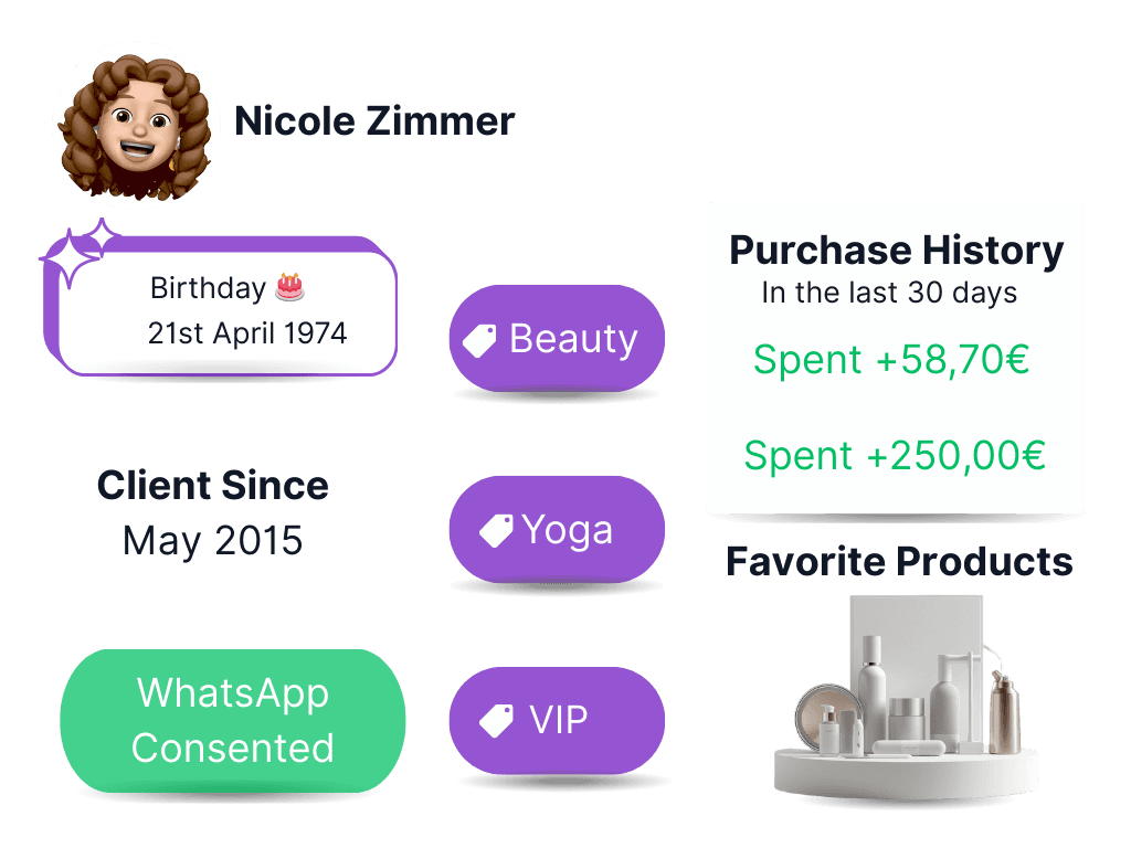 WhatsApp CRM feature showing contact management interface